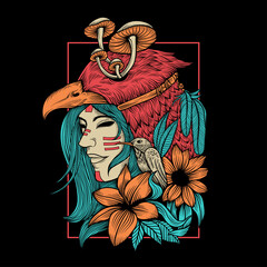 Tribal women colorfull illustration