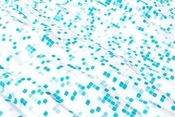 Flowing grid pattern clothes, wavy pattern background, 3d rendering.