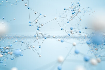 Biology structure lines and particles, 3d rendering.