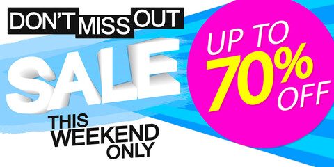 Sale up to 70% off, poster design template, spend up and save more, vector illustration