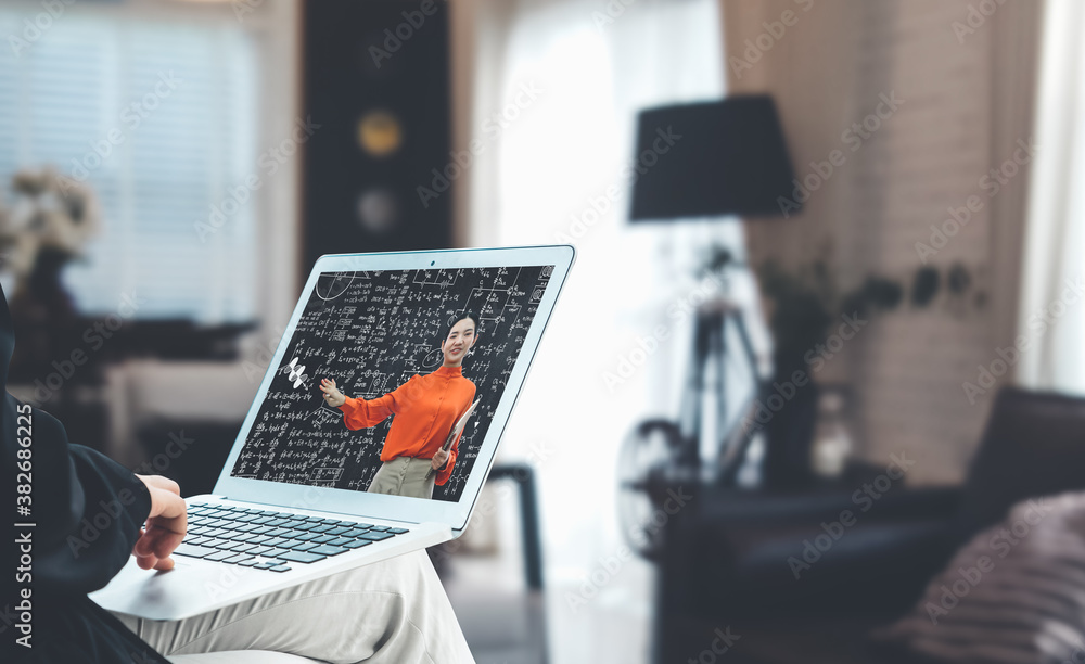 Poster e-learning and online education for student and university concept. video conference call technology