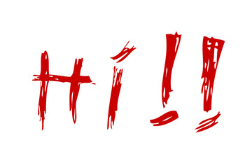 Simple Vector Hand Draw Sketch, Red lettering, Hi