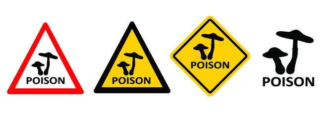 Inedible. not for human consumption. Stop, poisonous mushroom area. No dangerous toxin sign. Don’t eating Poison mushrooms sign. Forbidden to eat, Do not pick fungus zone. Flat vector symbol