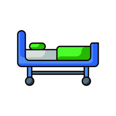 Hospital patient bed medical flat line icon