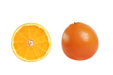 ripe juicy orange on a white background