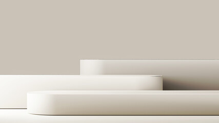 White podium on white background. Minimal cosmetic background for product presentation. 3d rendering - obrazy, fototapety, plakaty