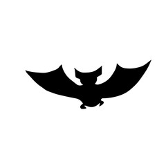 Obraz na płótnie Canvas vector illustration.Icon black and white bat with open wings flying.happy Halloween label for greeting cards, wall stickers,banners, business cards, posters. isolated on a white background