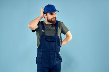 Man in working uniform emotions in life delivery service work