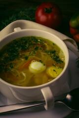 chicken soup with noodles and vegetables
