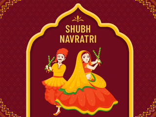 Obraz na płótnie Canvas Beautiful creative card design for the celebration of indian festival Happy navratri.