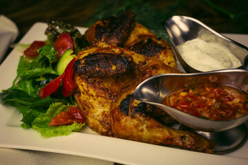 tobacco chicken with sauce