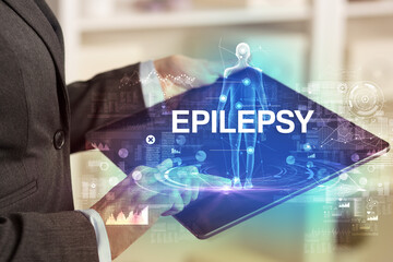 Fototapeta na wymiar Electronic medical record with EPILEPSY inscription, Medical technology concept