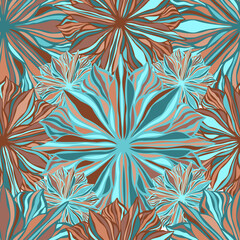 Vector colorful pattern colorful psychedelic design of lined abstract flowers