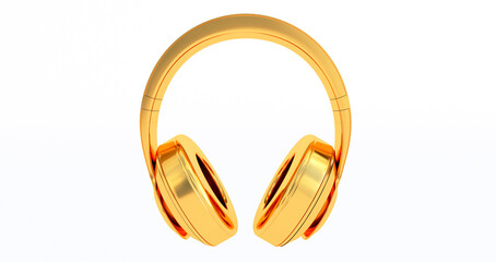 gold headphone  on white background. 3d render