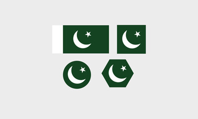 Pakistan flag set shape symbol vector illustration
