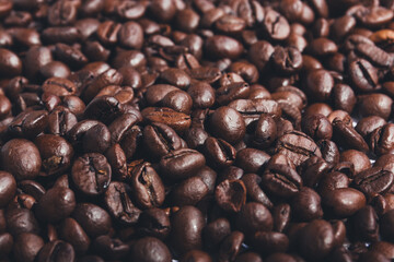 Fresh roasted coffee beans. Macro shot.