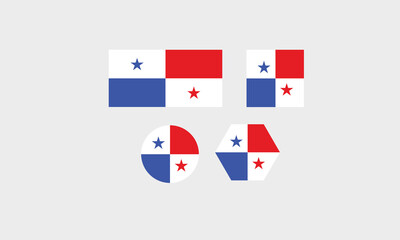Panama flag set shape symbol vector illustration