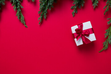 Christmas gift box with ribbon