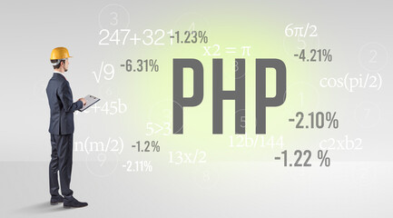 Technology Engineer in hard hat with PHP abbreviation
