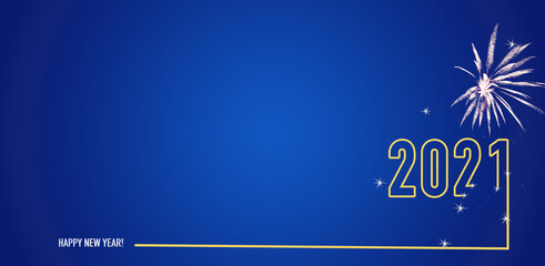 Happy New Year 2021! Blue background