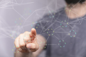 technology binary code interface digital touch