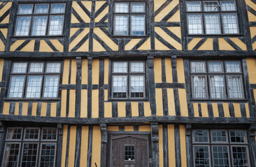 Obraz premium detail of a timber-framed building in Ludlow, Shropshire, UK