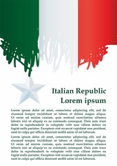 Flag of Italy, Italian Republic. Template for award design, an official document with the flag of Italy. Bright, colorful vector illustration.
