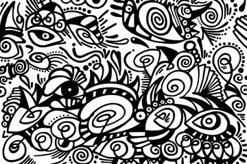 Black and white pattern on white background, abstract design