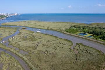 Leigh On Sea National Nature Reserve aerial view of Marshes in Essex  