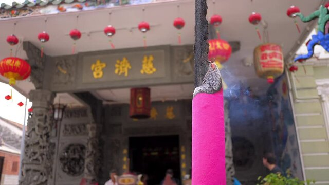 giant incense smoking in front of chinese temple chinese religious ceremony and rituals