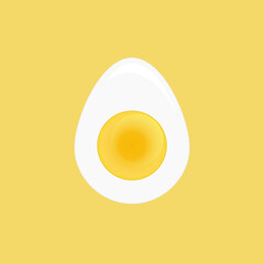 Half a hard-boiled egg on a yellow background. Vector illustration.