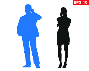 boy and girl talking on phone icon