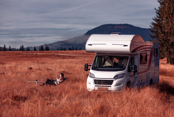 Beautiful camper travel location in the heart of Transylvania, Romania, with amazing views
