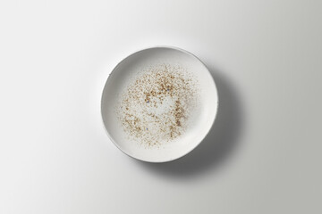 beautiful modern plate on white background, top view