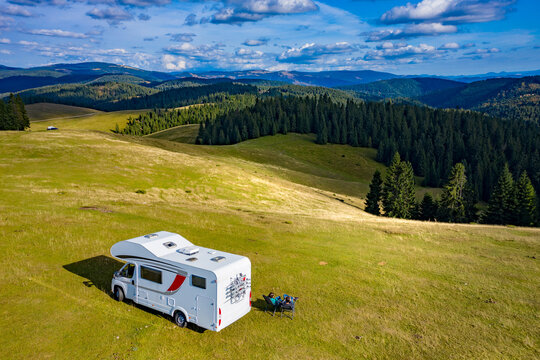 Beautiful camper travel location in the heart of Transylvania, Romania, with amazing views