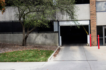 entrance to the parking garage