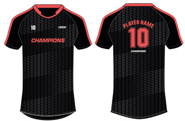Sports t-shirt jersey design template, mock up sports kit with front and back view 