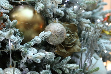 Christmas layers. Christmas decorations on the Christmas tree