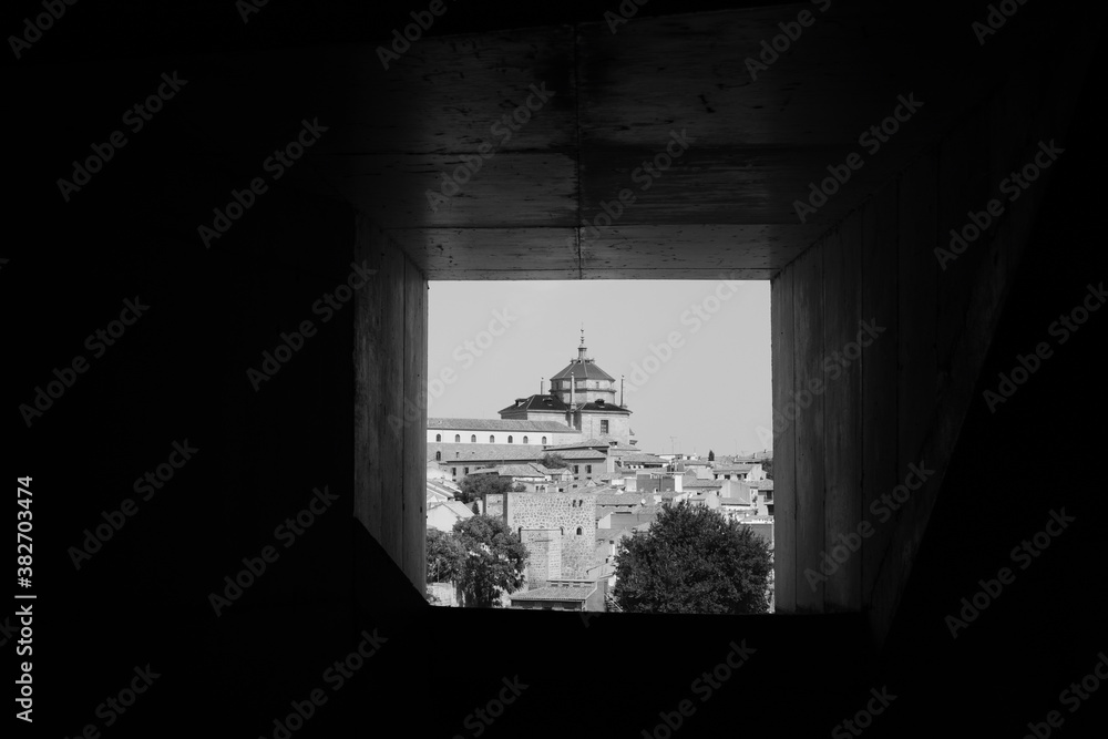 Wall mural religious building in the distant city