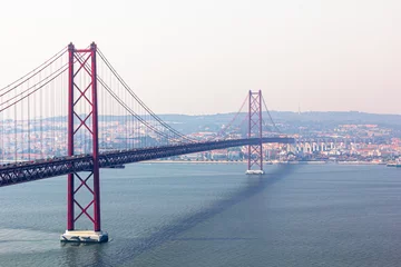 Foto op Plexiglas anti-reflex Vasco da Gamabrug Brücke Ponte Vasco da Gama von Sacavem nach Lissabon, Portugal