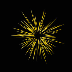 Realistic Colourful fireworks.  Vector illustration. Dynamic style. Abstract explosion, speed motion lines from the middle. Vector illustration.