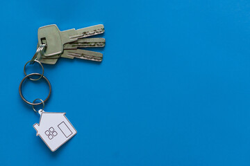 Set of Keys With White House Isolated on green Background.