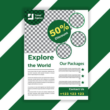 modern travel flyer design in green background