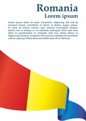 Flag of Romania, Romania. Template for award design, an official document with the flag of Romania. Bright, colorful vector illustration.
