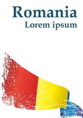 Flag of Romania, Romania. Template for award design, an official document with the flag of Romania. Bright, colorful vector illustration.