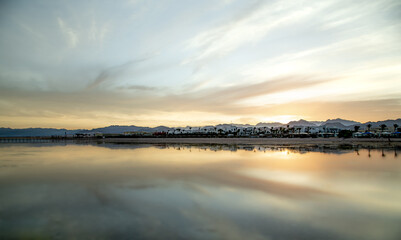 Beautiful background landscape at sunset by the sea.