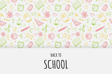 Back to School concept. Card with hand drawn doodles. Vector