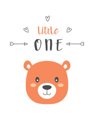 bear card in scandinavian style, vector illustration