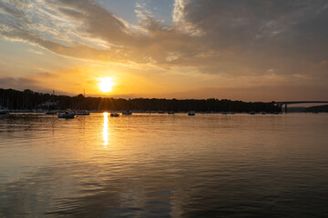 Naklejka premium Sunset on Odet River, Benodet, Finistere, Brittany, France
