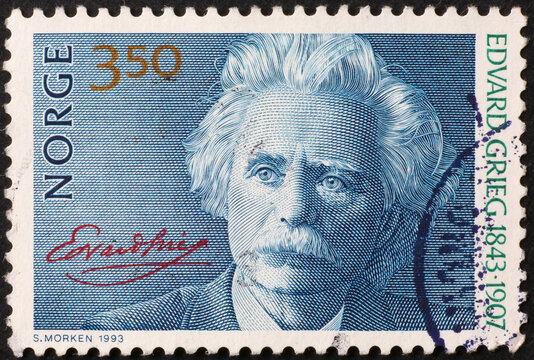 Edvard Grieg on norwegian postage stamp